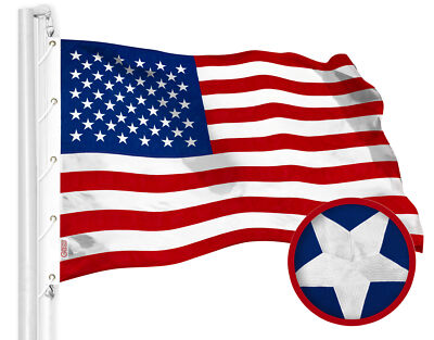 G128 American USA Flag 10x19 Ft Embroidered 220GSM Spun Polyester