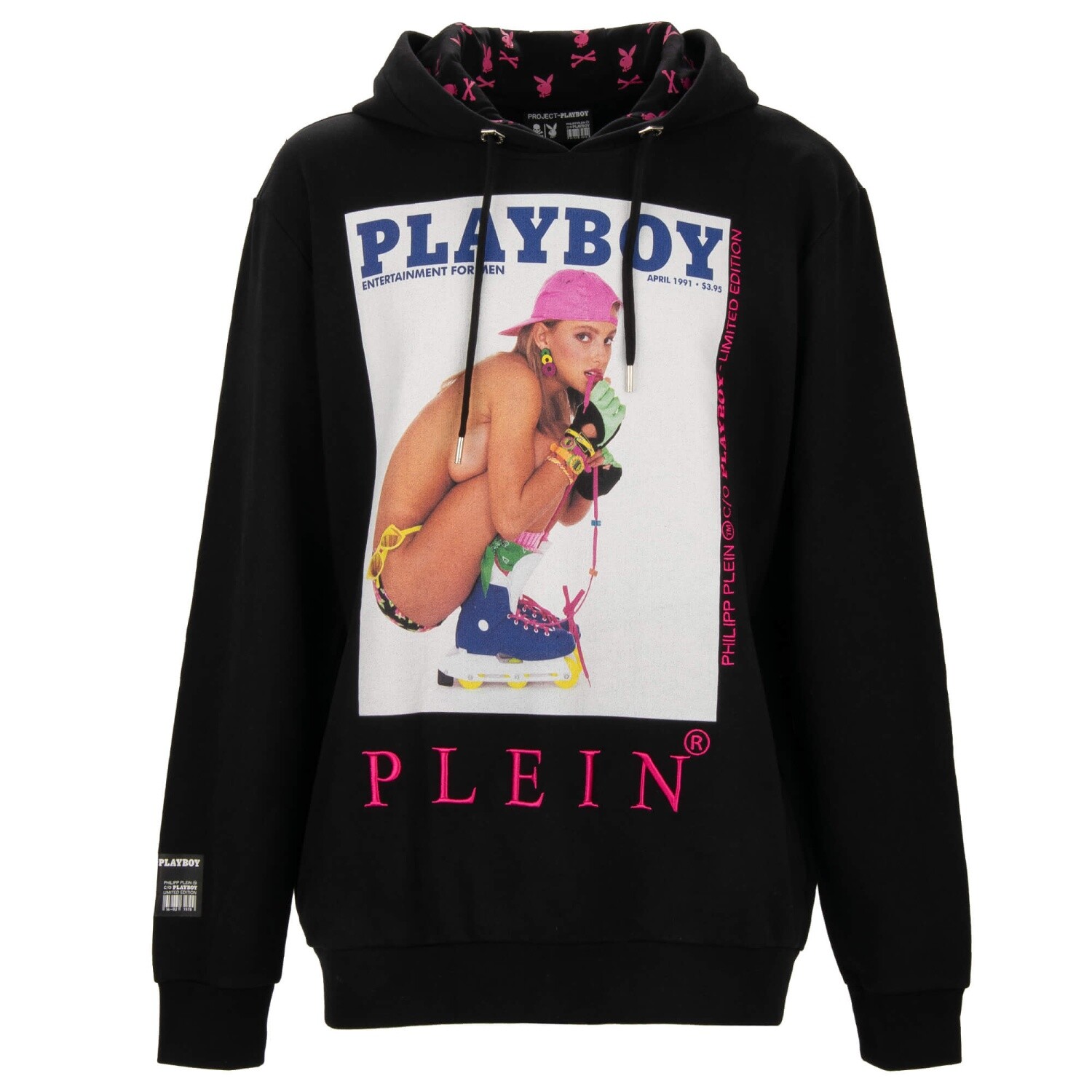 Свитер с капюшоном Philipp Plein X Playboy Skategirl Julie Clark с принтом Черный 08365 55790₽
