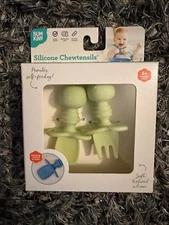Bumkins Utensils Silicone Chewtensils Fork and Spoon Set