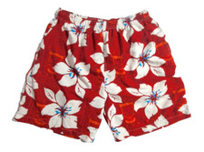 Swim Trunks Size M Red Tropical Floral Print Elastic Waist Mesh Liner Drawstring