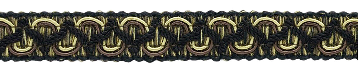 Scroll Gimp Braid Trim, Color# W144 - Beige Medley Black [Sold By The Yard]