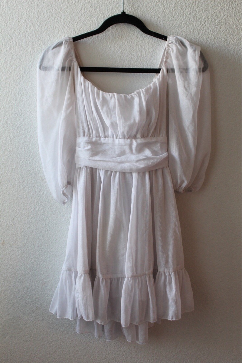 neia ruffle dress in white chiffon LUCY IN THE SKY Womens style NEIA RUFFLE white flowy dress small