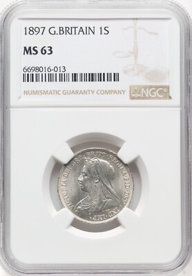UK - 1897 Victoria Shilling - NGC MS63 - CHOICE LUSTROUS SURFACES 