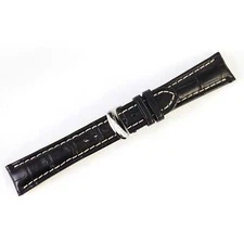 Armand Nicolet Black Alligator Leather Strap with OEM Deployment Buckle 22mm x