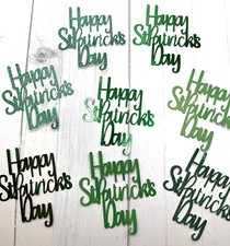 Die Cuts Happy St Patrick  s Day Sentiments 8 Pieces Foil Glitter Shimmer Cardsto