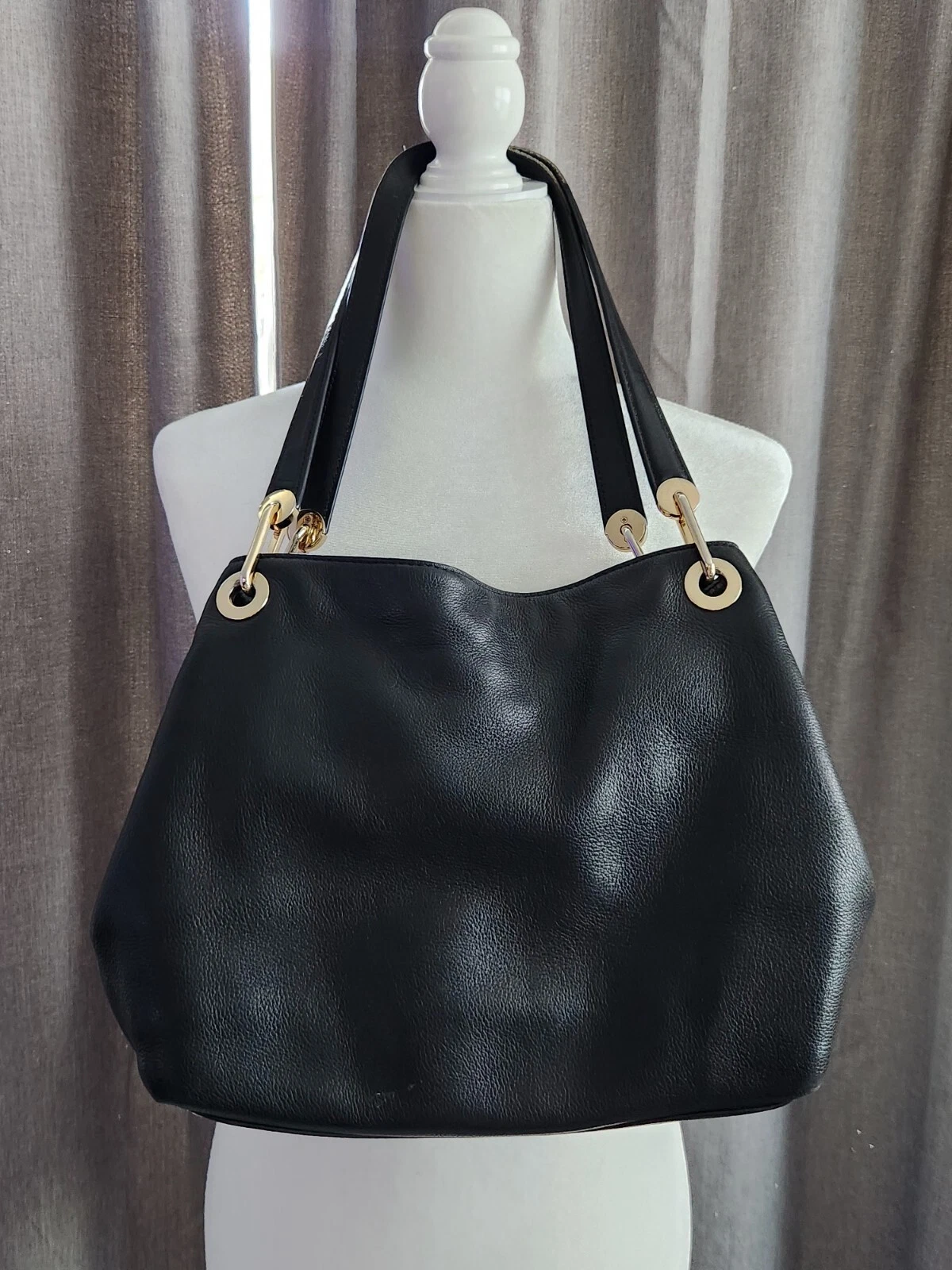 Borsa a tracolla MICHAEL Kors nera oro corvo grande in pelle con ciottoli