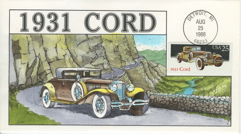 #2381-2385 Classic Automobiles  COLLINS HAND PAINTED FDC set of 5  Perfect!!! - Image 4 of 4