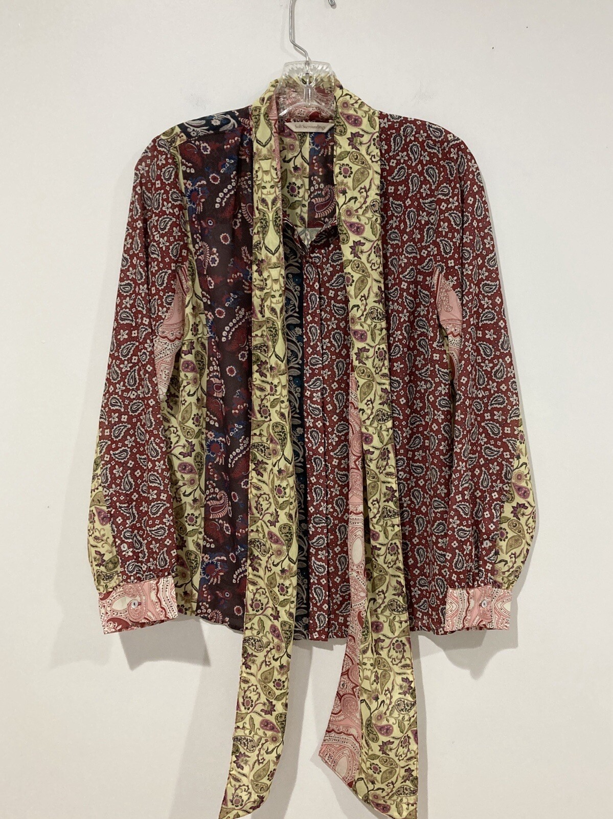 Soft Surroundings Langdon Blouse Button Up Tie Pa… - image 3