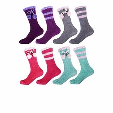Women's Warm Fuzzy Cozy Comfy Bright Chenille Style Home Crew Socks 8 Pairs