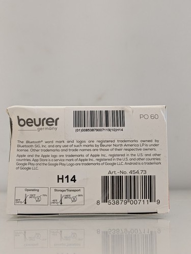 Beurer PO 60 Digital Pulse Oximeter with Bluetooth Blood Oxygen Saturation Count - Picture 18 of 19