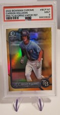 2022 BOWMAN CHROME BCP197 CARSON WILLIAMS YELLOW-ORANGE VAPOR REFRACTOR /75 PSA9