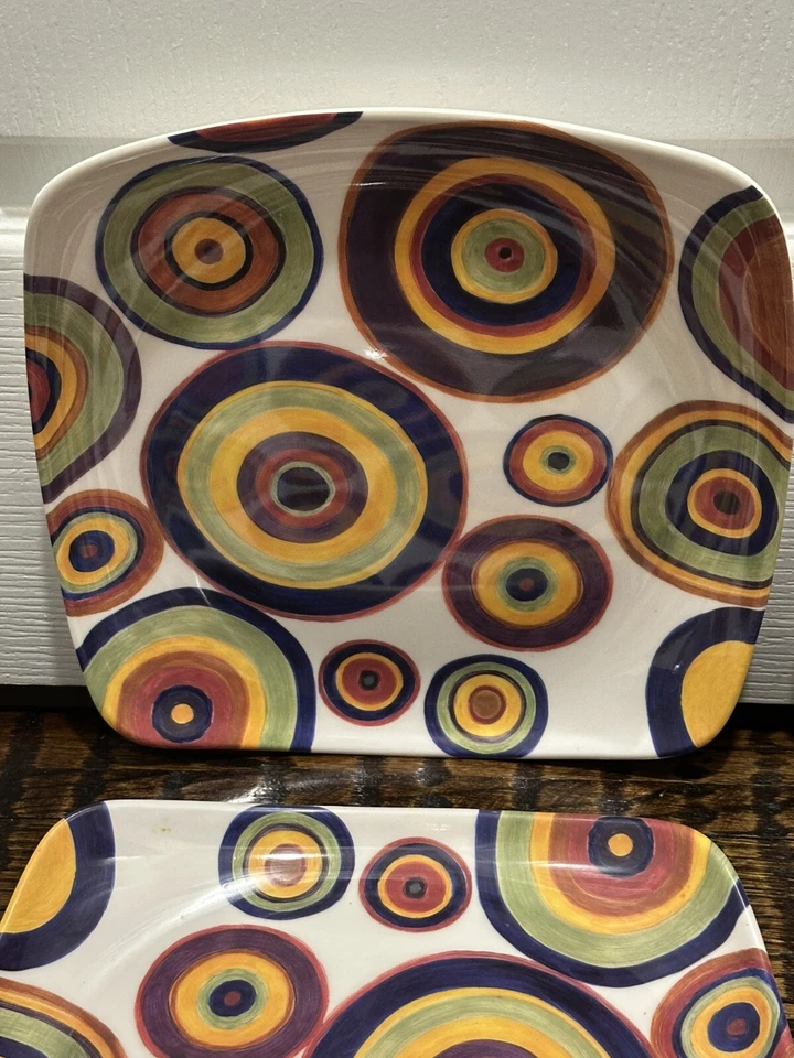 4 Pc TABLETOPS UNLIMITED Melamine Multiple Color Circles 11 1/8" Dinner Plates - Image 2 of 4