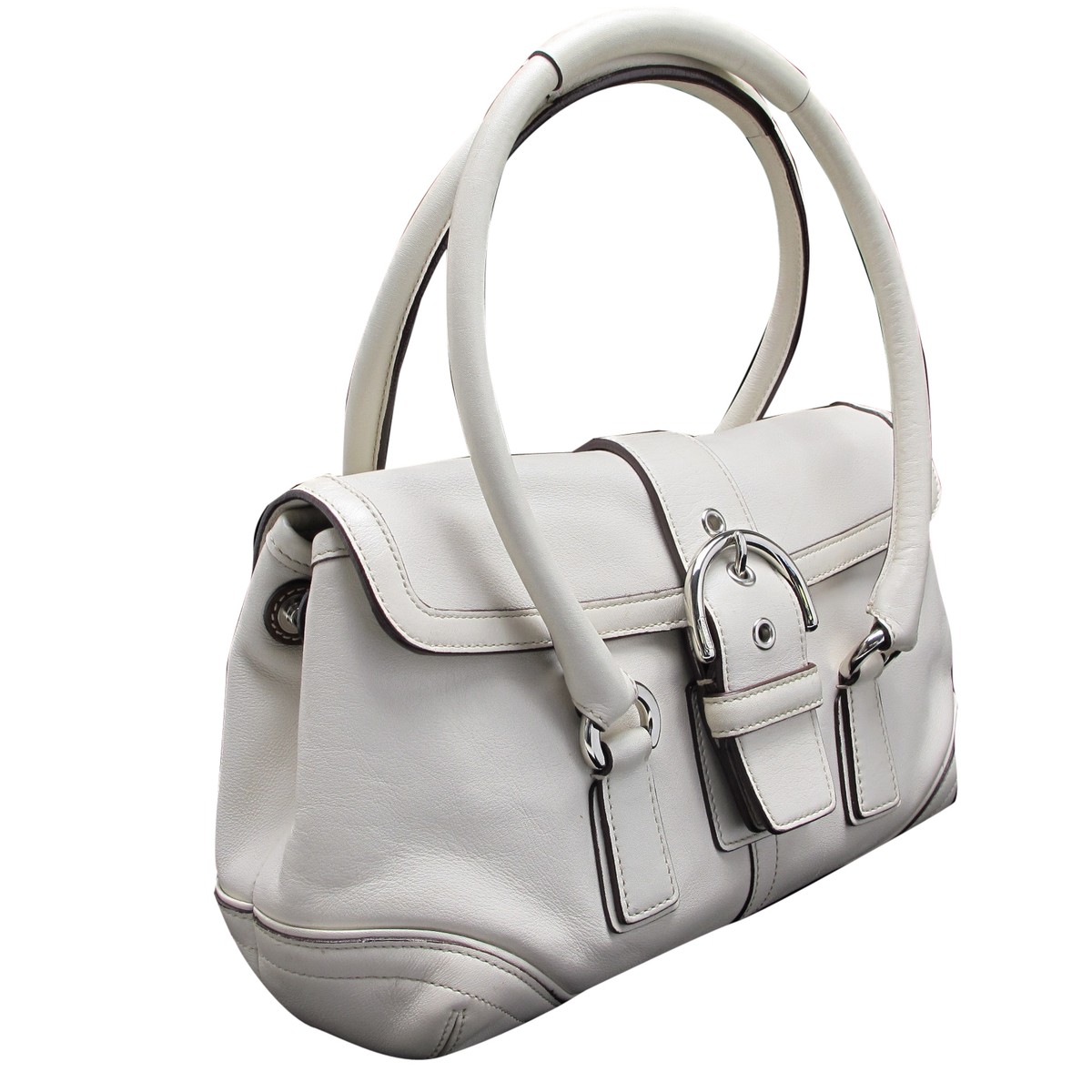 Authentic Coach Soft White Leather Satchel Nickel Hardware #K3S