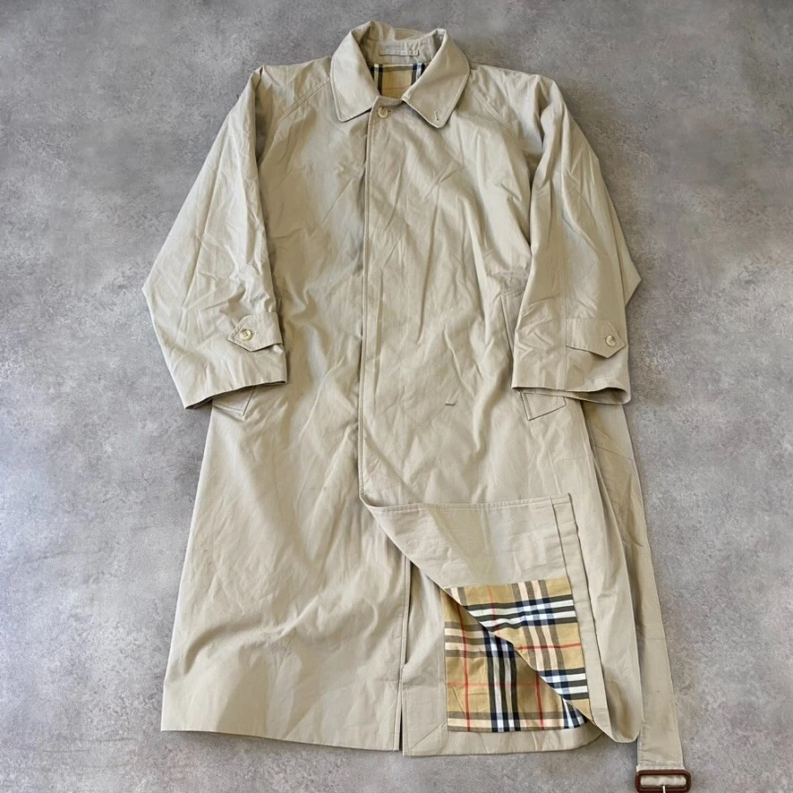 Burberry Trench Coat Uomo 48 Vintage Nova Check Designer Coat Beige