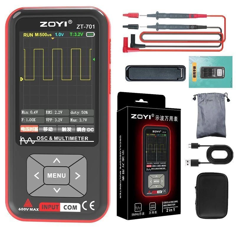 ZT-701 5MHz Multifunctional Oscilloscope Multimeter 3.2-in IPS Color Screen tp1 - Image 2 of 3