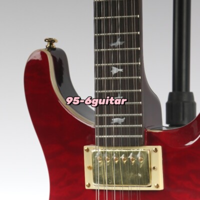 Red Prs 12 Strings Electric Guitar Gold Hardware Quilted