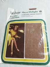 Wolsey Sheer Delight nylon 15 denier Clearly Coffee tights. Size 1  Hip 32-37"