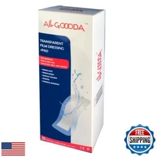 ALL GOOODA Transparent Film Dressing 4”x12” (15 Pack) + Absorbent Pad, Waterp