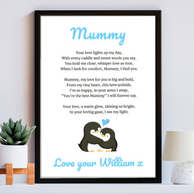 Geschenk für frischgebackene Mama zum Muttertag vom Sohn personalisiert Gedicht Geschenk von Baby Junge