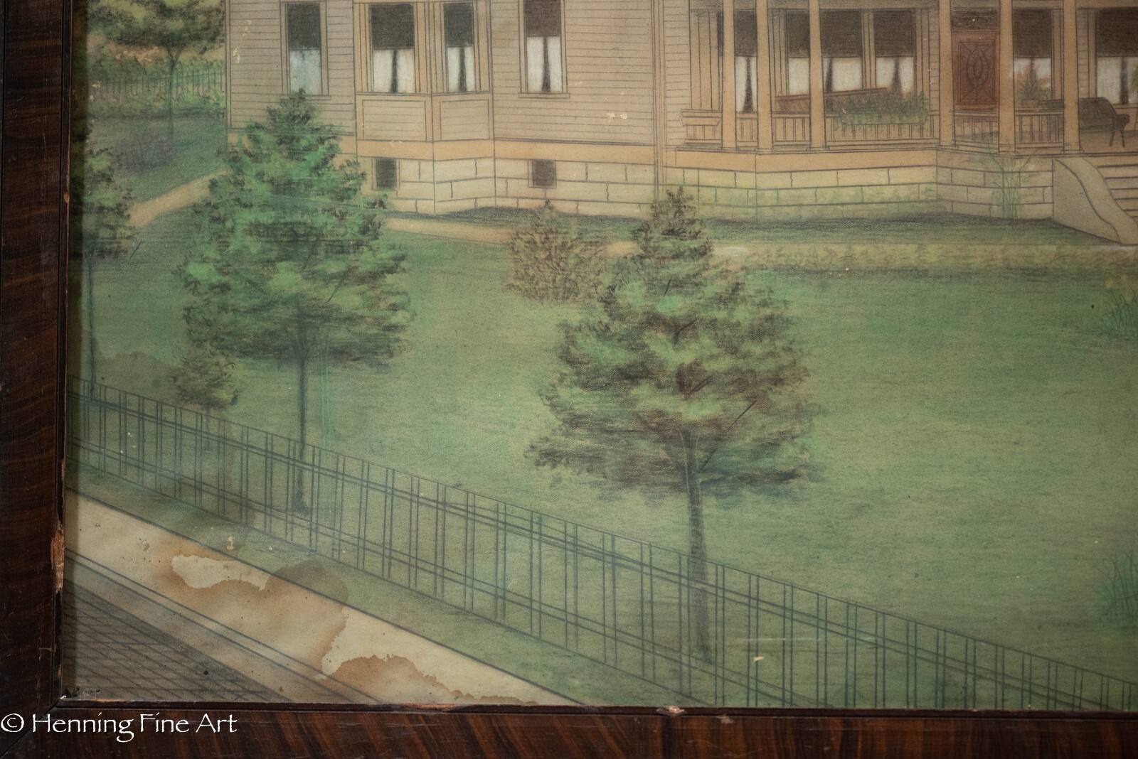 Beautiful Antique John C.C. Mayo Mansion Drawing 1918 Paintsville