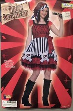 FORUM NOVELTIES INC. BLACK RED SKULL PIRATE SWEETHEART TEEN COSTUME SIZE 9