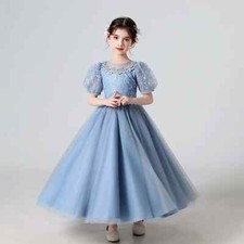 Girl Flower Dress Lace Princess Dress Performance Costume Gown Evening Dress