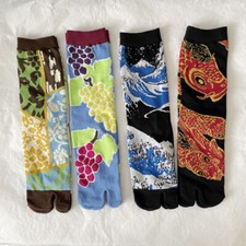 A Pair of Women Kimono Tabi Socks Two-Toe Japanese Style Assorted Breathable