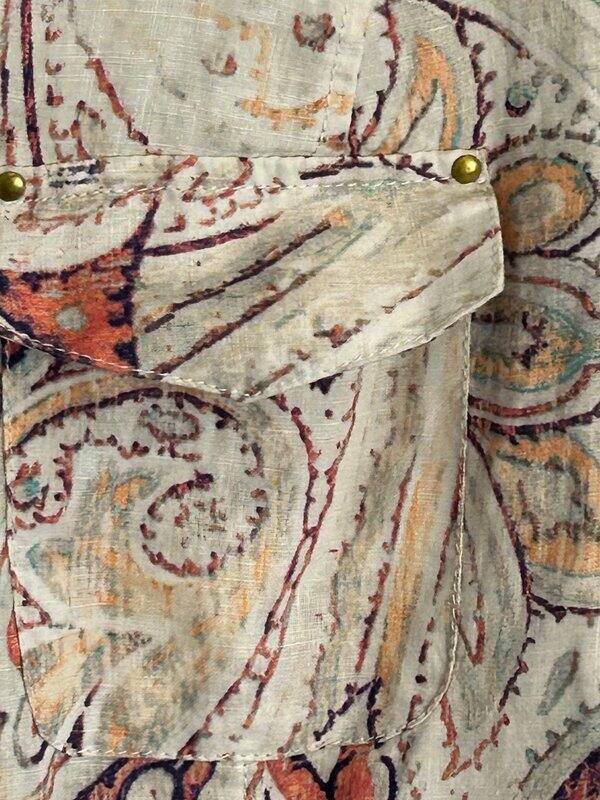 Chicos 100% Linen Pattern Full Zip Collarless Jac… - image 3