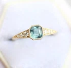 Art Deco Style 2Ct Emerald Cut Lab Created Diamond Engagement 14K Gold FN Ring