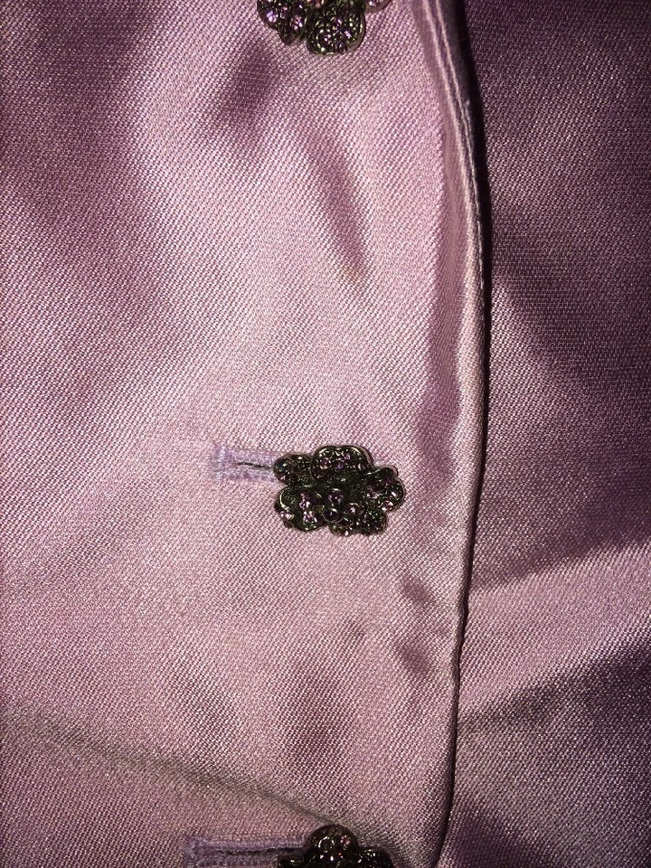  Chaqueta Blazer Kay Unger Talla 12 Rosa Mezcla Seda Floral Abotonada  Foto 3 de 4