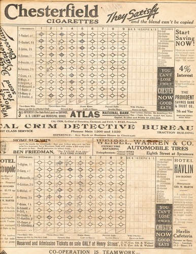 1921 Cincinnati Reds vs Pittsburgh pirates Baseball scored program bx8.24 - Picture 3 of 3