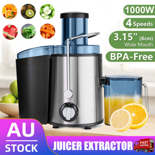 Electric Juicer 1000W 1.5L Fruit Vegetable Juice Extractor Stainless Steel AU - Picture 1 of 15