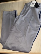 adidas Icon Pro, Gray-Navy Piping Open Hem Baseball Pants.Size: Youth XL