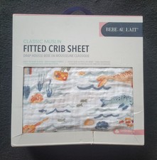 Bebe au Lait Classic Muslin Fitted Crib Sheet Pack of 1 , Narwhal Pattern