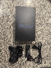 Sony PlayStation 2 Fat Black Console with Power, AV Cords Tested and Controller