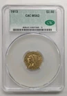 1913 Gold $2 1/2  Indian Head -Quarter Eagle CAC MS62.  Z393