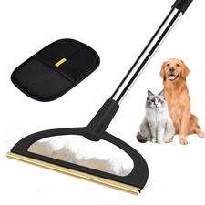 2 in 1 Carpet Rake for Pet Hair Removal,Reusable Removal Broom Black