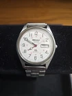 Seiko Rail Road Approved Watch Men 35mm White Dial Silver Tone Daydate New Batt