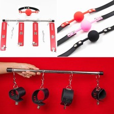 BDSM Handcuffs Ankle Cuffs Bar Bondage Open Leg Slave Bed Restraint for Couples