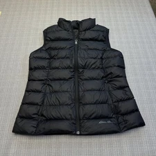 Eddie Bauer Down Vest Womens Large EB650 Black Puffer Insulated Outerwear