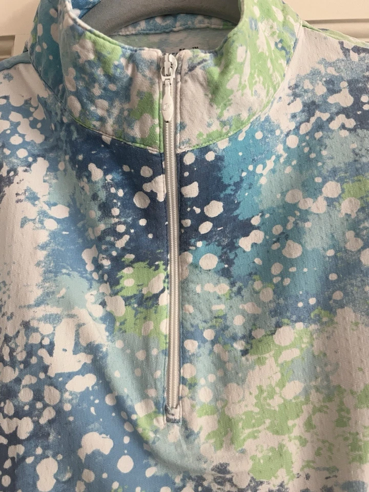 IBKUL Sun Shirt Women's Long Sleeve 1/4 Zip Pullover UPF 50, SZ S, Splatter dzgn - Image 3 of 4