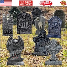 10PCS Halloween Tombstone Decorations Gravestone Decor for Graveyard Headston...