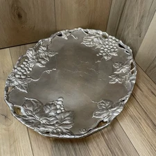ARTHUR COURT 2002 LARGE OVAL METALWARE GRAPE THEME PLATTER TRAY 18" X 15" LN