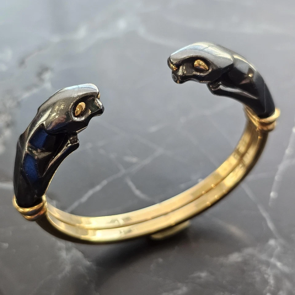 1987 年卡地亚 18k 黄金银双 Panthere 袖口手链证书 — 第 2/4 张图片