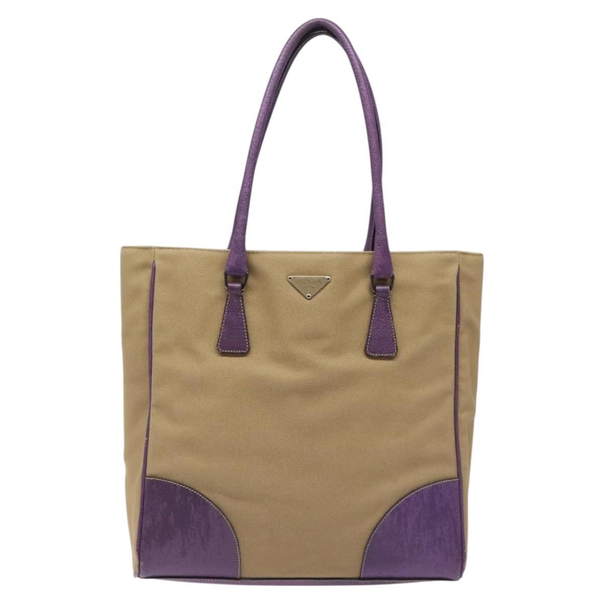 Authentic Prada Beige Canvas Tote Bag