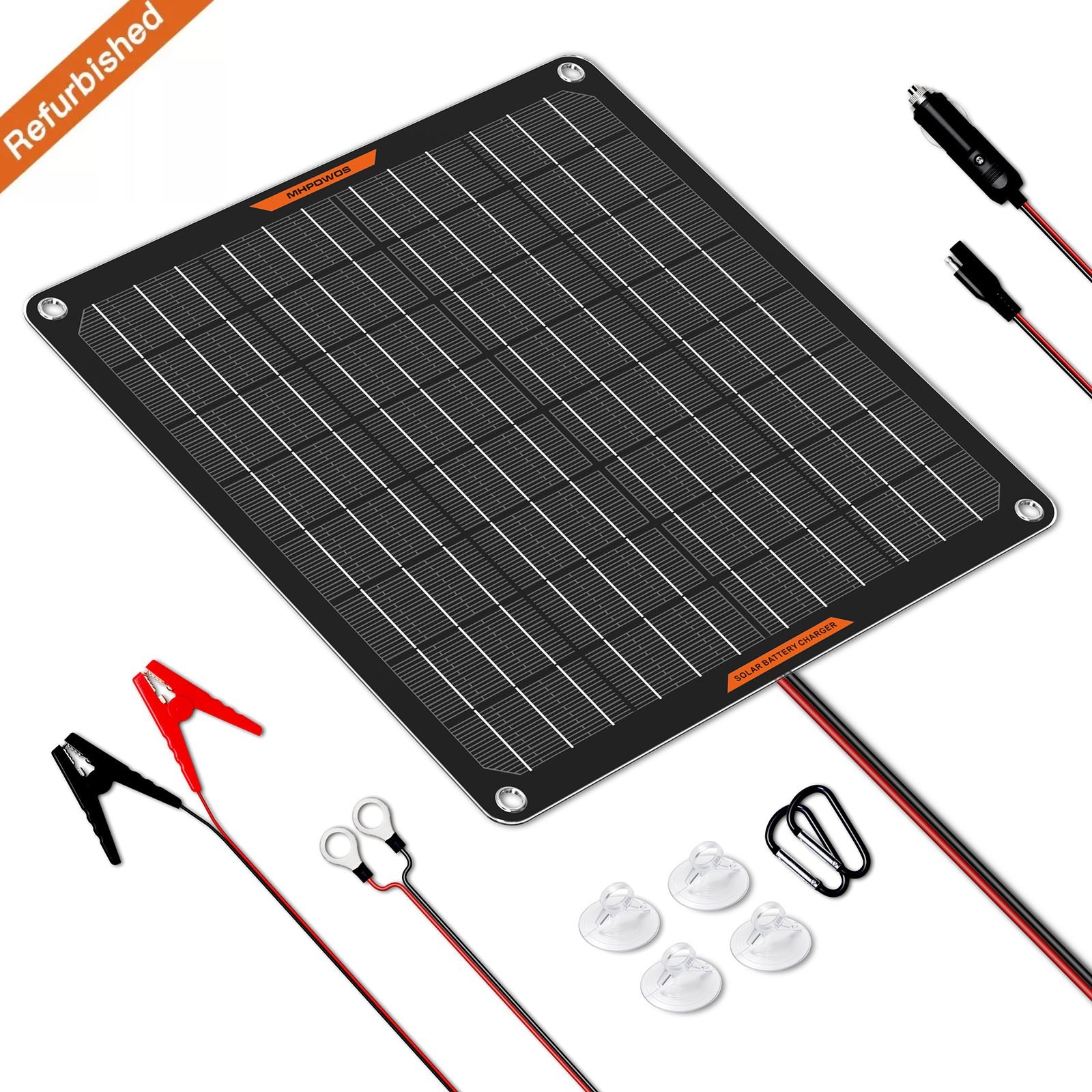 MHPOWOS 10W Solar Panel Battery Charger 12V Trickle Battery Charger Refurbished