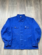 Vintage French Work Blue Jacket Sanfor Faded Cotton Size 48 Workwear