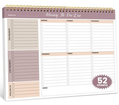 Weekly To Do List Notepad with 52 Undated Sheets（8.5''×11''）- Undated Weekly Plann