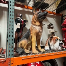 German Shepherd Sitting Life Size Resin Dog Statue Animal Theme Decor Prop