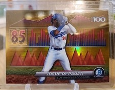 Josue De Paula 2024 Bowman 50/50 Scouts' Top 100 Chrome Gold Los Angeles Dodgers